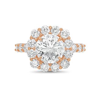 Diana M. Jewels 18kt rose gold 10.00cts Lab-Grown Round Diamond Halo Ring with Diamond Band