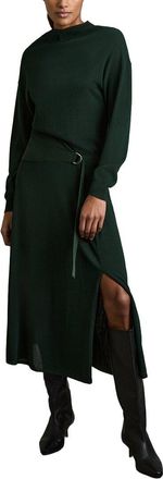 Reiss Alina Belted Knit Woven Dress