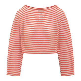 Emporio Armani Round-neck Knitwear, female, Multicolor, Size: L Trasparent Cropped Sweater