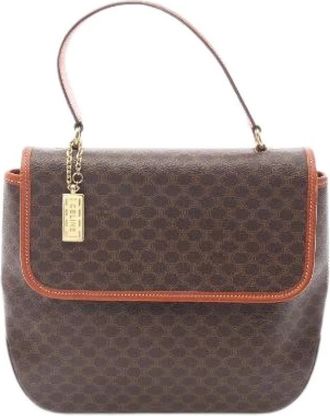 Celine Pre-owned Macadam Gecoat Canvas Handtas - Dames - Vintage Handtas - Bruin - ONE Size - Leer - Vintage