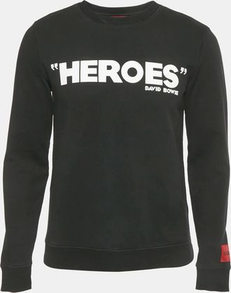 HUGO BOSS Black Printed Cotton Deroes Sweatshirt