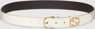 Gucci Belt With Round Buckle, White, Leather