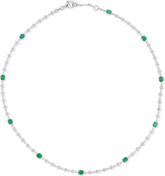 Bony Levy 18K Gold El Mar Emerald & Diamond by the Yard Necklace in 18Kw at Nordstrom, Size 17