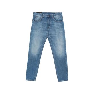 Dondup Straight Jeans, male, Blue, Size: W32 Button-Fly Straight Leg Jeans