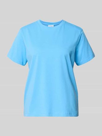 Vila T-Shirt mit geripptem Rundhalsausschnitt Modell NORA in Blau, Gr&ouml;&szlig;e XL