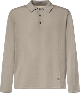 Valentino Garavani Tops, Heren, Beige, L, Wol, Wol Polo met VLogo