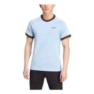 adidas Originals Small Logo Stripe Crew Neck Straight Fit T-Shirt Asia Sizing Blue JC6512