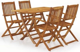 vidaXL 5 Piece Folding Garden Dining Set Solid Acacia Wood vidaXL