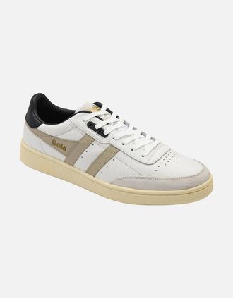 Gola Mens Contact Leather Mens Trainers - White Bone Black Lea - Size: 10