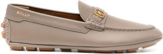Bally Emblem-plaque leather driving shoes - men - Calf Leather/Rubber/Calf Leather - 39.5 - Brown