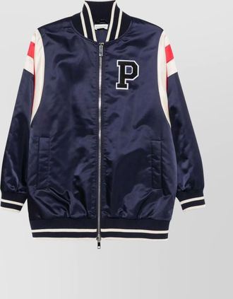 Parosh logo-patch bomber jacket featuring stripe detailing