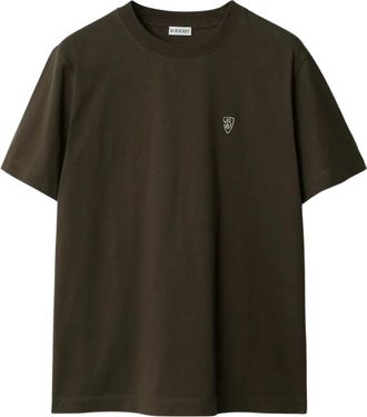 Burberry T-Shirts, male, Green, XL, Embroidered Shield T-Shirt