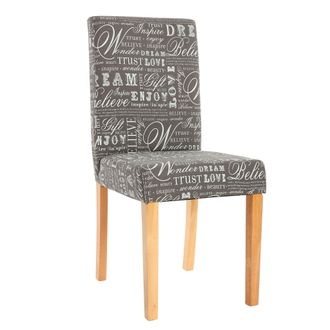 Hhg Non Utilizzato] Set 2x Sedie Littau Tessuto Soggiorno Cucina Sala Da Pranzo 43x56x90cm Grigio Con Scritte Piedi Chiari