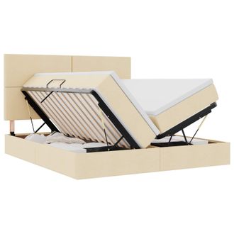 vidaXL Cama De Almacenamiento Led Con Colch&oacute;n Crema 180 X 200 Cm Tela Vidaxl