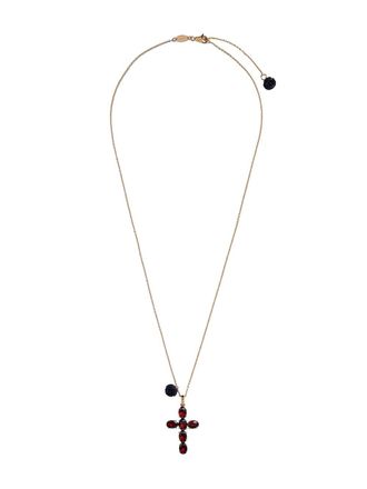 Dolce & Gabbana 18kt yellow gold rhodolite cross pendant necklace - women - Jade/Rhodolite/18kt Yellow Gold - One Size