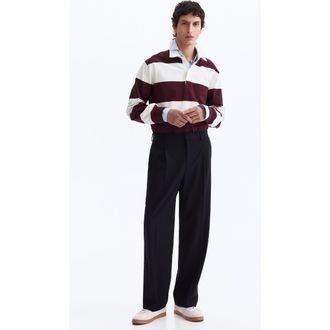 H&M Relaxed Fit Wool-blend Tailored Trousers in Navy Blue at Nordstrom, Size 36
