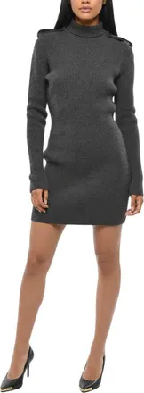 Alexander McQueen Grey Knitted Turtle Neck Mini Dress