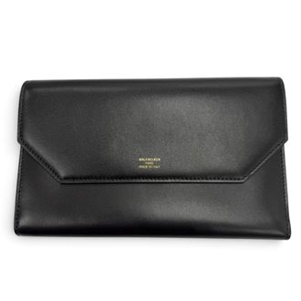 Balenciaga Black Leather Long Wallet (Tri-Fold) (Pre-Owned)