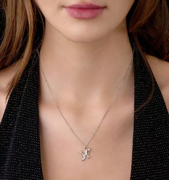The Diamond Store 9K White Gold Diamond Pisces Pendant Necklace 0.05ct