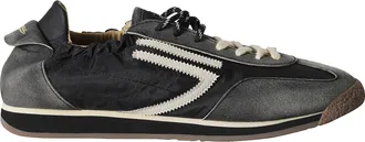 Puraai Black 6.02 Panther Leather Accents Nylon Rubber Sneakers