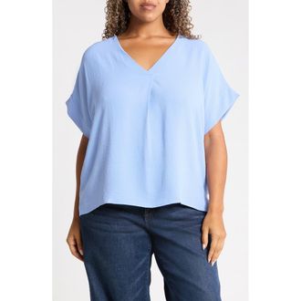 Rain + Rose V-Neck Top in Aqua at Nordstrom, Size 3X