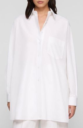 Lafayette 148 New York Oversize Cotton Poplin Convertible Wrap Blouse in White at Nordstrom, Size Xx-Small
