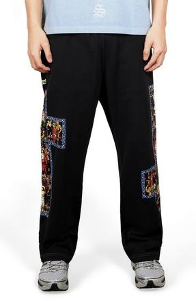 Pleasures Blasphemy Print Straight Leg Drawstring Sweatpants in Black at Nordstrom, Size X-Large
