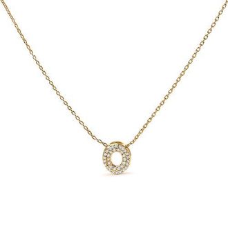 House of Brilliance 10K Gold Diamond Accent A-Z Initial Bubble Pendant Necklace in Yellow | O at Nordstrom