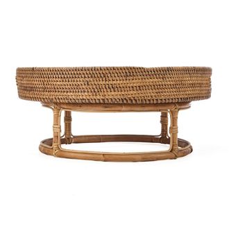 Bazar Bizar Bandeja de servir de rat&aacute;n en marr&oacute;n 50x50x22 cm