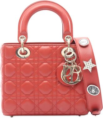 Dior Borsa a tracolla My ABCDior Lady Dior piccola in pelle di agnello con motivo Cannage 2010-2025 - Rosso