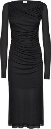 Ferragamo Sheer-Panels Draped Midi Dress, Brand Size 44 ( US Size 10 )