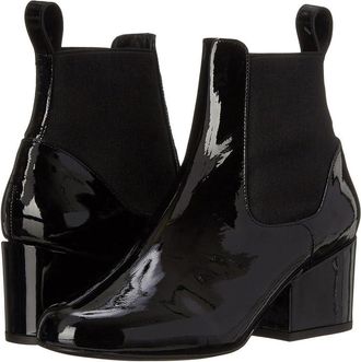 Generic Womens Glossy Patent Leather Banquets Ankle Boots, Classic Comfortable Square High Heels Round Toe Short Booties,Simple Stretchy Band Casual Boot for 