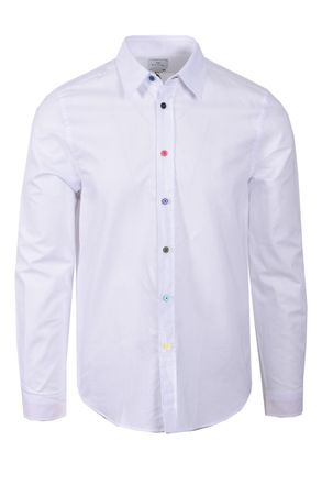 Paul Smith Mens LS TAILORED FIT SHIRT WHITE Cotton - Size X-Large