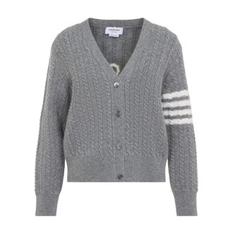 Thom Browne 4-Bar Anker Intarsia Vest - Dames - Truien - Grijs - Maat: S Wol
