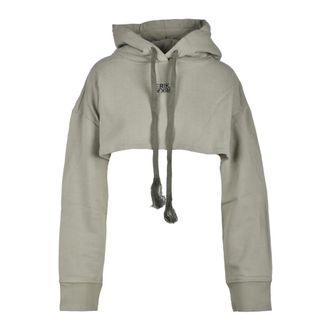 Erika Cavallini Semi Couture Katoenen Sweatshirt - Felpa Model - Dames - Hoodies - Groen - L - Katoen - Hoodies & sweatvesten
