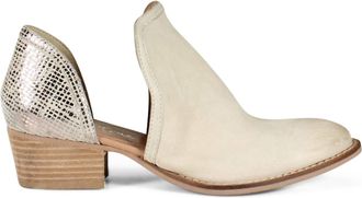 Diba Womens Shy Town Side Cut-Out Ankle Boots In White / Silver