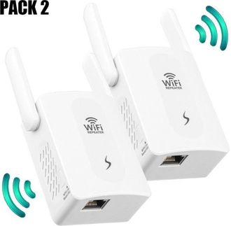 OEM [paquete De 2] Repetidor Wifi De 300 Mbps - F&aacute;cil Configuraci&oacute;n - Cobertura De 200 M&sup2; - Seguridad Wpa/wpa2