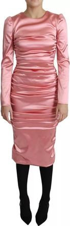Dolce & Gabbana Pink Long Sleeves Bodycon Sheath Midi Womens Dress (Pre-Owned)