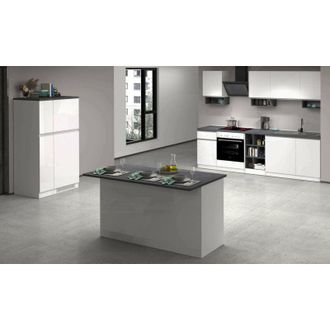 Dmora Dmora - Cocina Completa Bastien, Conjunto De Cocina Modular, Cocina Modular Con M&uacute;ltiples Elementos, 100% Made In Italy, Blanco Brillo Y Pizarra, Con 