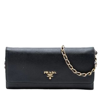 Prada Pre-owned Clutches, female, Black, Size: ONE SIZE Pre-owned Wallet on Chain