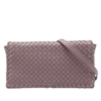Bottega Veneta Pre-owned Woven Leather Crossbody Bag - Dames - Pre-owned - Roze - Maat: ONE Size Leer
