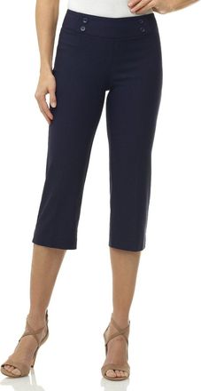 Rekucci Womens Ease into Comfort Capri with Button Detail (12, Navy)