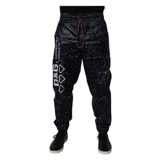 Dolce & Gabbana Sweatpants, male, Blue, M, Dark Blue Game Print Cotton Joggers