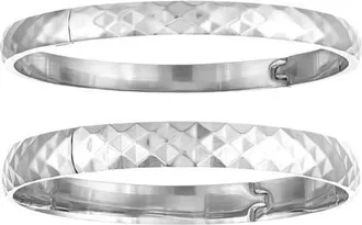 BEN ONI Diamond-cut Polished Bangle Set in Silver at Nordstrom