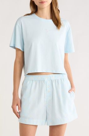 Open Edit Boxy Crop Sleep T-Shirt in Blue Dream at Nordstrom, Size X-Small