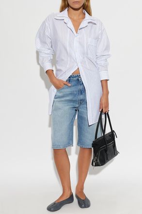 Maison Margiela Striped Shirt, Womens, Light Blue