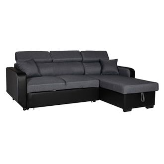 Happy Garden Sof&aacute; Chaise Longue Cama 3 Plazas Gris Y Negro Warren