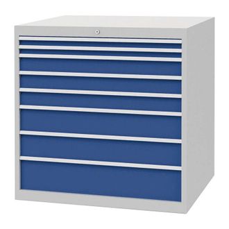 OEM Armario De Cajones Al1019xan1005xf736mm Gris Claro / Azul Se&ntilde;al 8 Cajones, Extensi&oacute;n Completa
