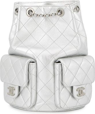 Chanel Matte Silver Metallic Leather Backpack (Pre-Owned)