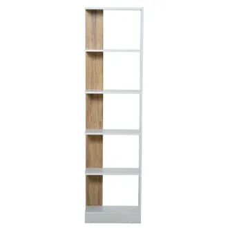 HOMCOM Homcom - Scaffale Libreria A Parete In Legno Color Rovere E Bianco Con 5 Ripiani